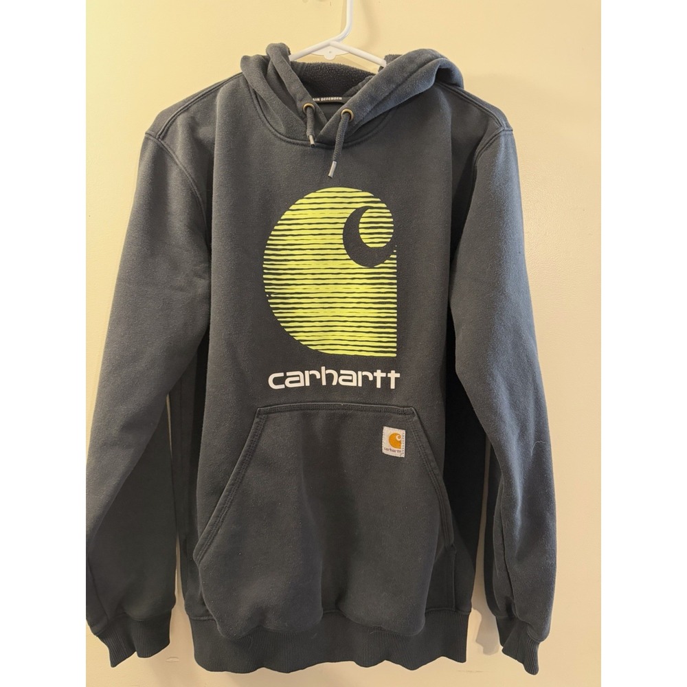 Carhartt Black Rain Defender Pullover Hoodie Graphic Logo Loose Fit Men's S